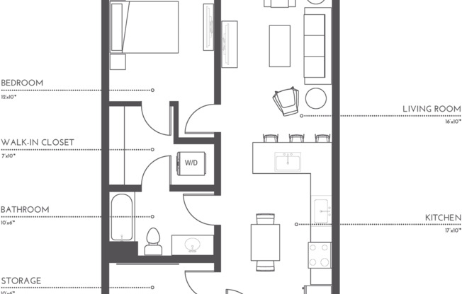 1 bed, 1 bath, 810 sqft, $1,865, Unit 625