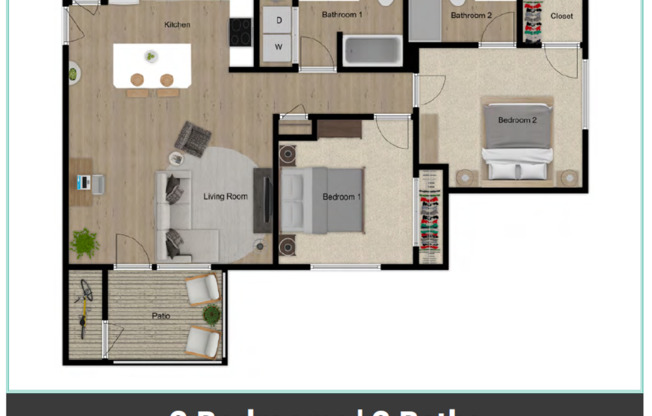 2 beds, 2 baths, 1,025 sqft, $1,999, Unit B108