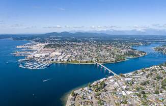 an aerial view of the city at Spyglass Hill Apartments, Bremerton, WA