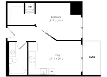 1 bed, 1 bath, 463 sqft, $1,595