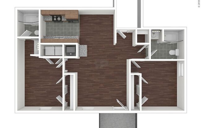 2 beds, 2 baths, 978 sqft, $1,100