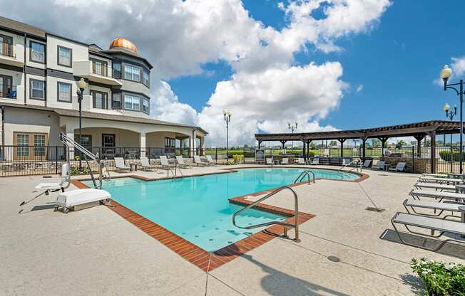 the resort style swimming pool at our hotel