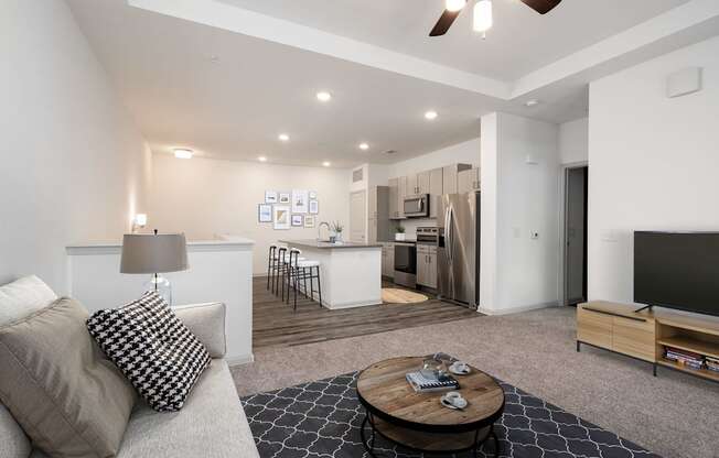 Spacious Living Area with Carpet