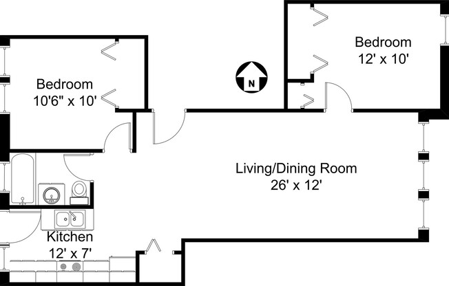 2 beds, 1 bath, 850 sqft, $2,800, Unit 1315 1A
