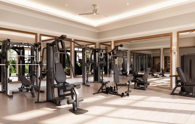 Our club-quality fitness center features strength training, free weights, and open space designed to support a wide range of workouts and routines.