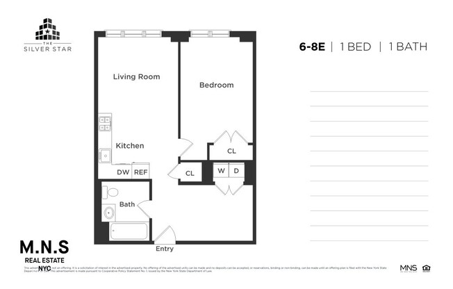 1 bed, 1 bath, $3,196, Unit 8-E