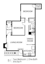 2 beds, 1 bath, 816 sqft, $949