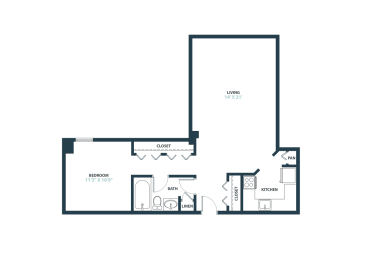 1 bed, 1 bath, 662 sqft, $1,599