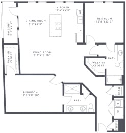 2 beds, 2 baths, 1,312 sqft, $3,795