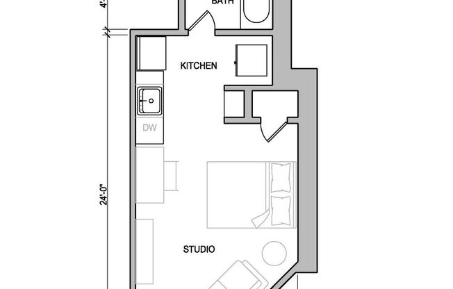 Studio, 1 bath, 328 sqft, $1,465, Unit Unit #4