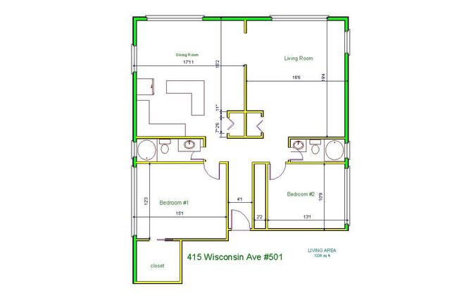 2 beds, 2 baths, 1,350 sqft, $1,980, Unit 501