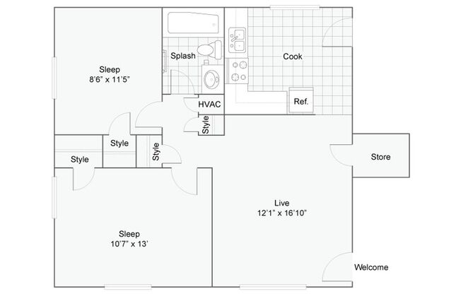 2 beds, 1 bath, 760 sqft, $1,225, Unit C613-B