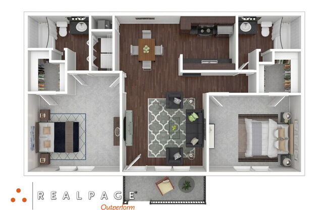 2 beds, 2 baths, 960 sqft, $1,102