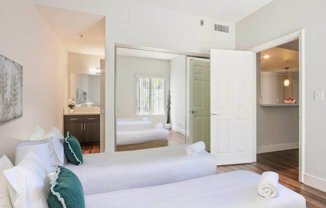 Bedroom With Bathroom at The Plaza Apartments, Los Angeles, CA, 90024