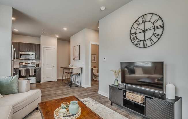 Spacious Living Area With Wood-Style Flooring