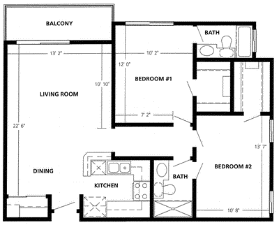 2 beds, 2 baths, 884 sqft, $3,037