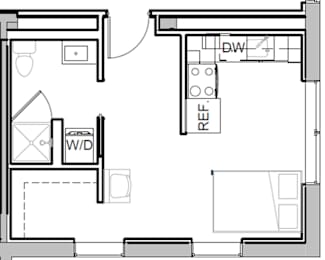 Studio, 1 bath, 360 sqft, $1,200