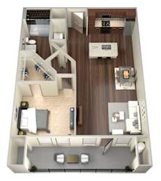 1 bed, 1 bath, 672 sqft, $1,307