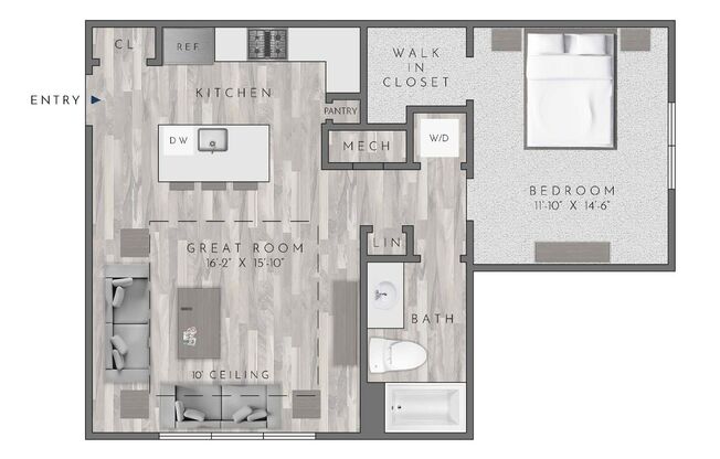 1 bed, 1 bath, 805 sqft, $2,185