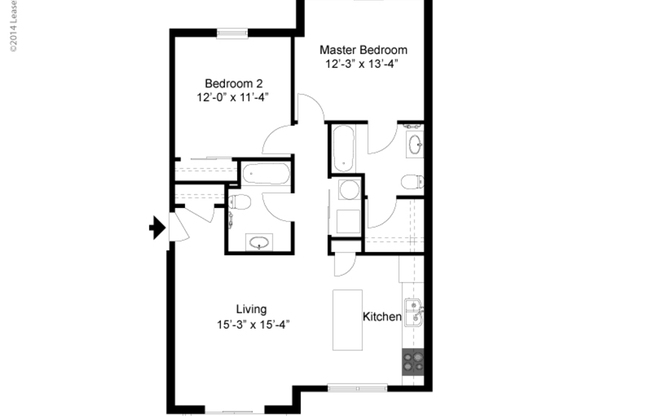 2 beds, 2 baths, 1,011 sqft, $1,535