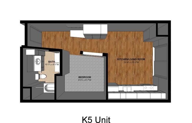 Studio, 1 bath, 567 sqft, $895