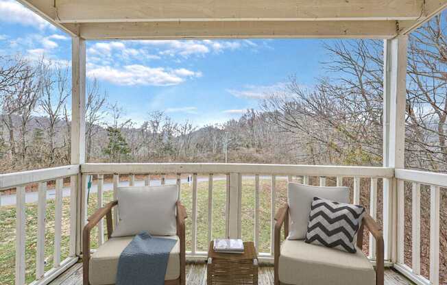 A covered balcony at Landmark at Lyncrest Reserve Apartments, Nashville, TN, 37209