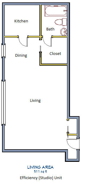 Studio, 1 bath, 450 sqft, $925