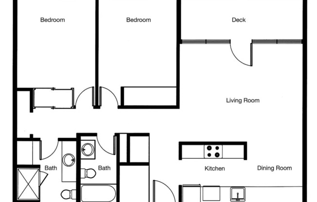 2 beds, 2 baths, 970 sqft, $1,695, Unit 502