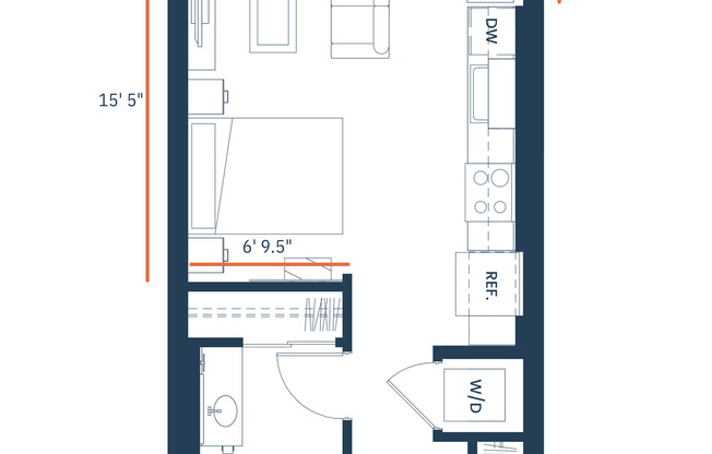 Studio, 1 bath, 449 sqft, $1,380, Unit 237
