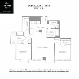 2 beds, 2 baths, 1,290 sqft, $5,583