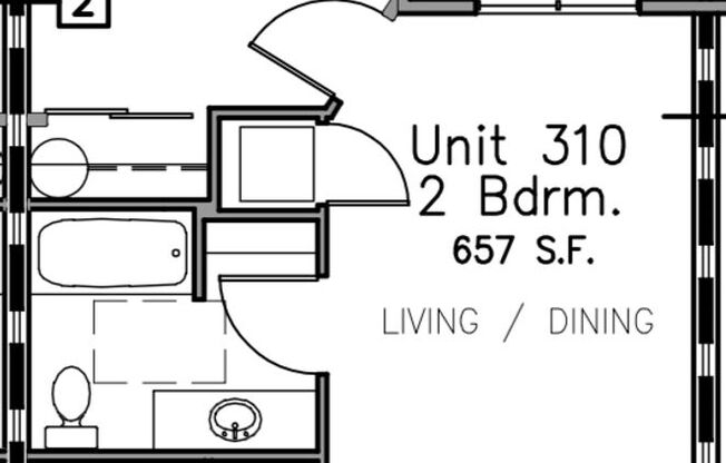 2 beds, 1 bath, 645 sqft, $1,800, Unit 310