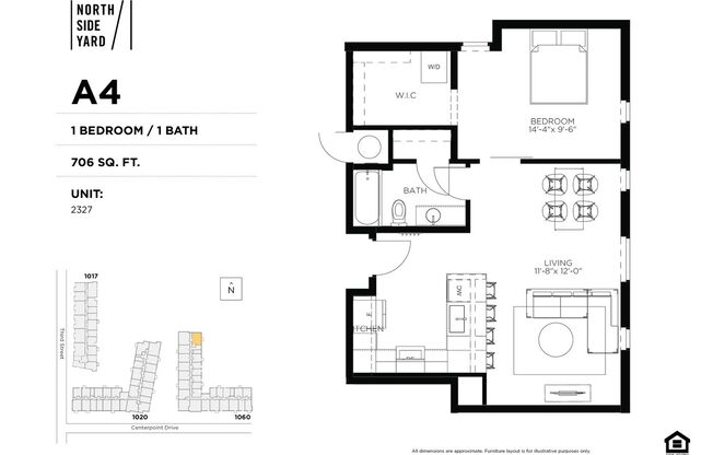 1 bed, 1 bath, 706 sqft, $1,425, Unit 2327