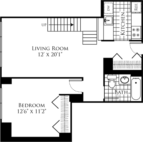 1 bed, 1 bath, 649 sqft, $5,474, Unit 26K
