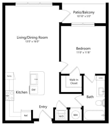 1 bed, 1 bath, 723 sqft, $1,490