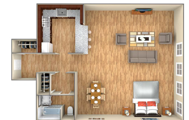 Studio, 1 bath, 540 sqft, $1,275, Unit 19E