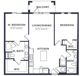 2 beds, 2 baths, 1,132 sqft, $2,299