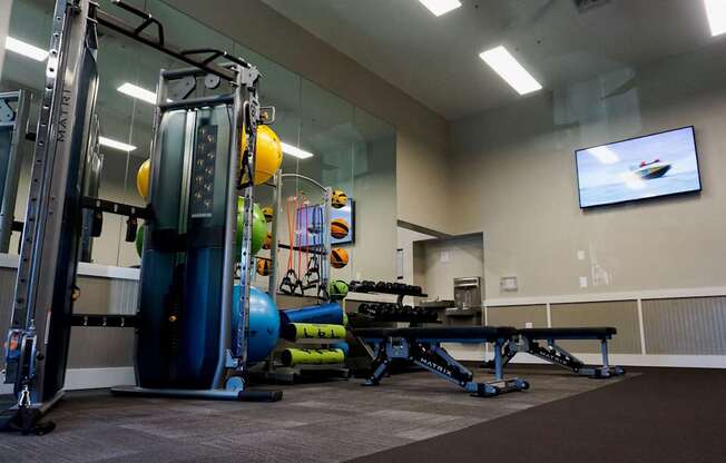 There is a free weights area in the fitness center.