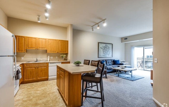 an open kitchen and living room