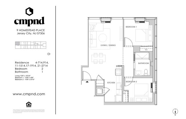2 beds, 1 bath, 787 sqft, $3,600, Unit 2314