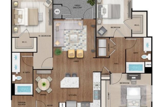 3 beds, 2 baths, 1,300 sqft, $3,640, Unit 14101