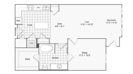 1 bed, 1 bath, 794 sqft, $1,474