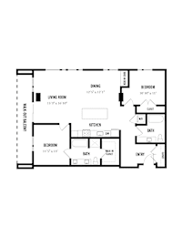 2 beds, 2 baths, 1,337 sqft, $2,644
