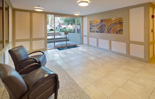 Apartment building entry lobby