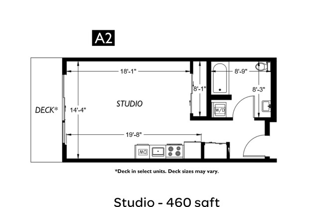 Studio, 1 bath, 460 sqft, $1,695, Unit 416