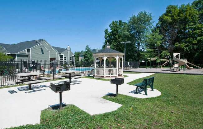 Picnic Area With Grilling Facility at The Crossings at White Marsh Apartments, Perry Hall, MD