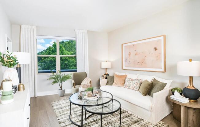 Bright tones and a flexible layout make this space perfect for relaxing, entertaining, or working from home—whatever your day calls for.