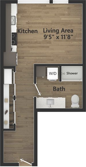 Studio, 1 bath, 537 sqft, $2,040