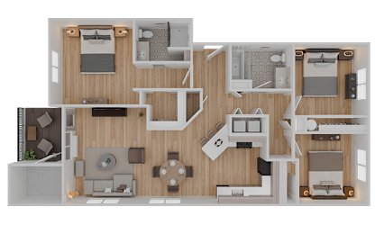 3 beds, 2 baths, 1,204 sqft, $2,280