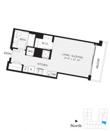 Studio, 1 bath, 445 sqft, $1,963