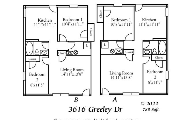 2 beds, 1 bath, $1,125, Unit A